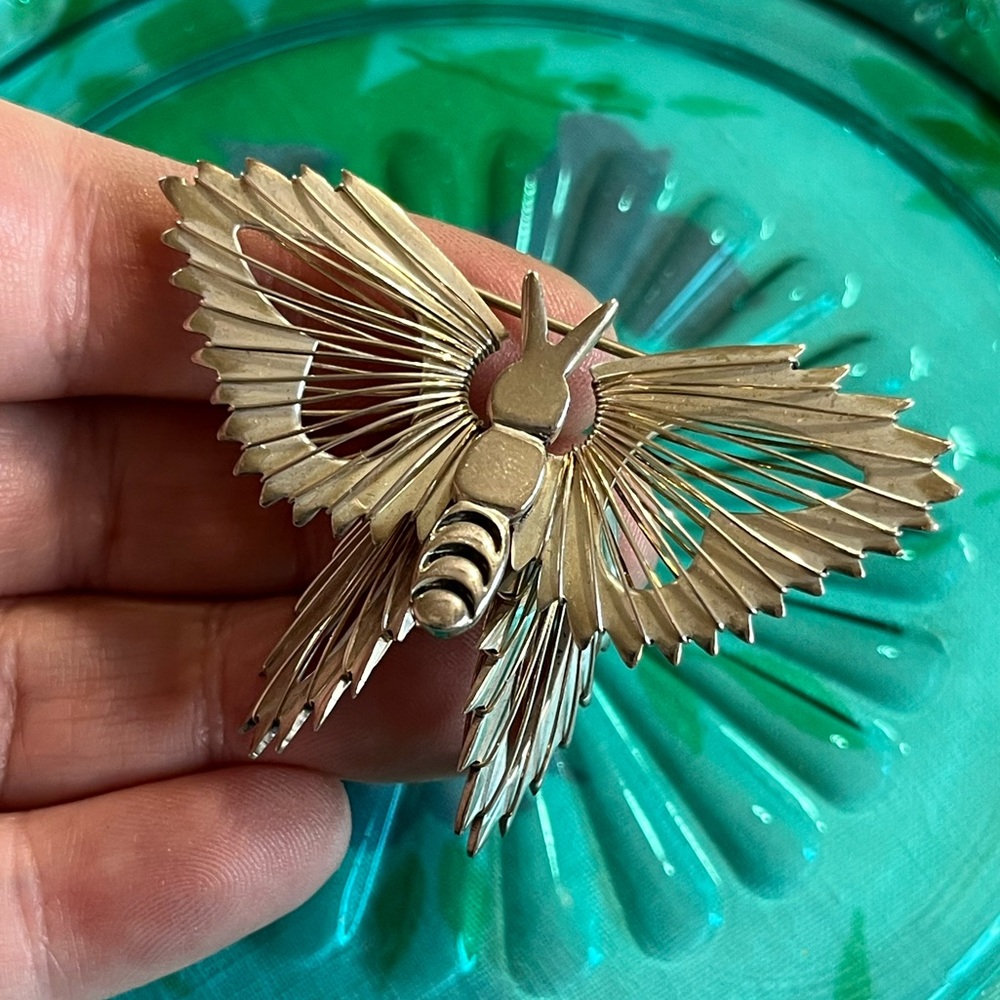 Vintage Taxco Mexico Sterling Silver 925 Moth Butterfly Wire Work Brooch